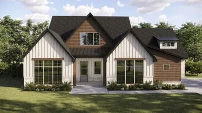 Modern New American House Plan with 4 Bedrooms and 3-Car Garage
