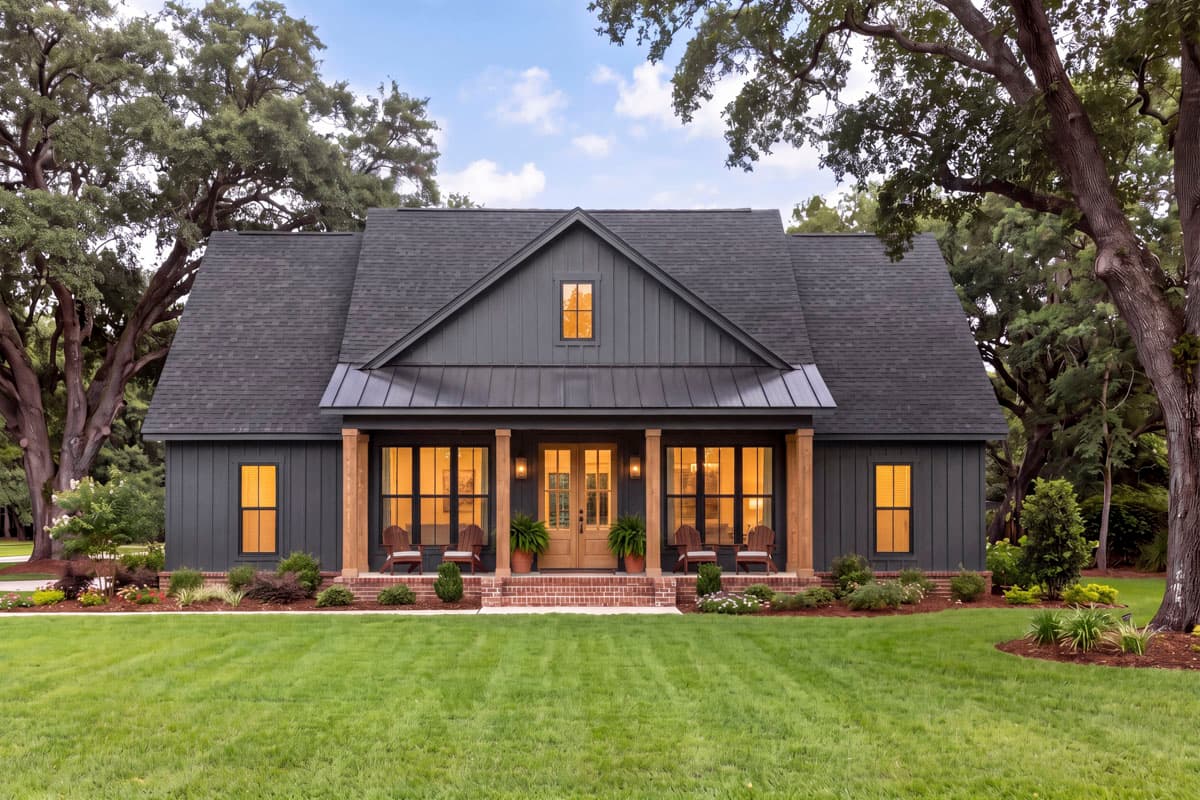 Plan 52057HZ: Modern Farmhouse House Plan with 3 Bedrooms and Outdoor Kitchen - Image #2 - Country, Modern Farmhouse, Traditional, Transitional