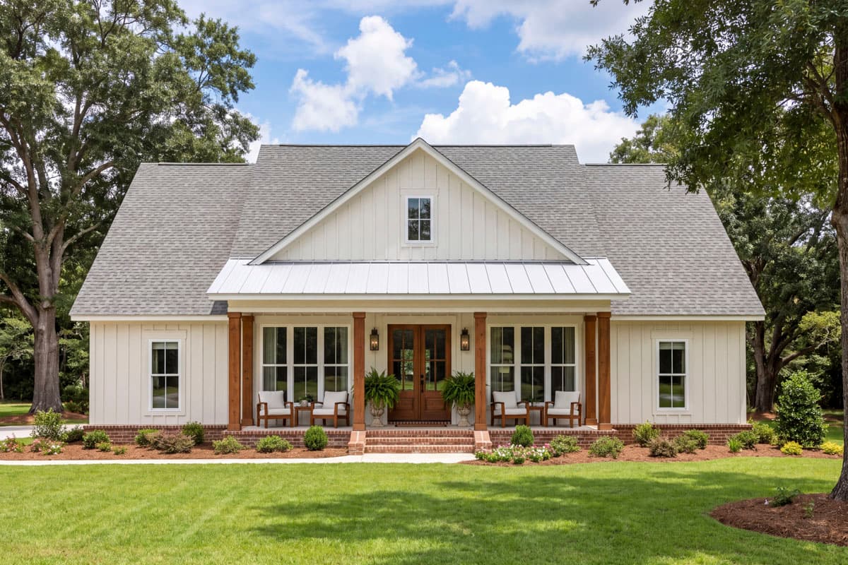 Plan 52057HZ: Modern Farmhouse House Plan with 3 Bedrooms and Outdoor Kitchen - Image #3 - Country, Modern Farmhouse, Traditional, Transitional