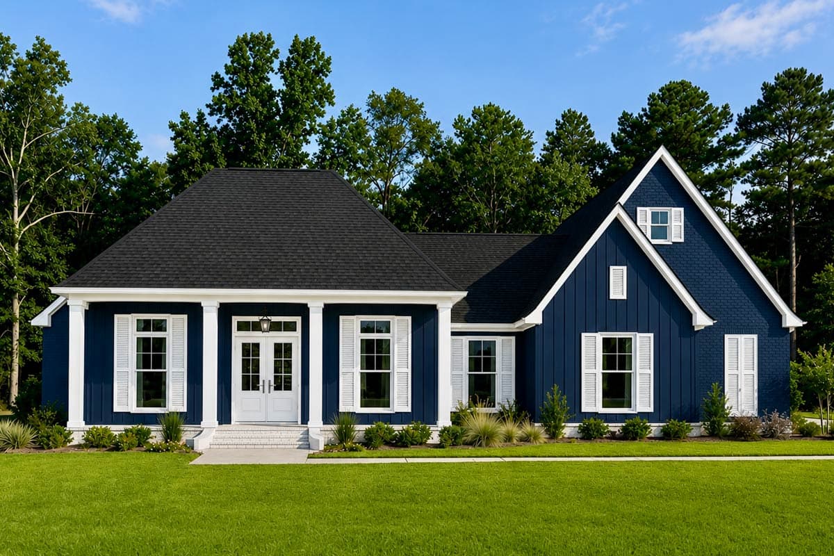 Plan 170024ADS: Farmhouse House Plan with Three Bedrooms and Side Entry Garage - Image #3 - Acadian, Farmhouse, Southern