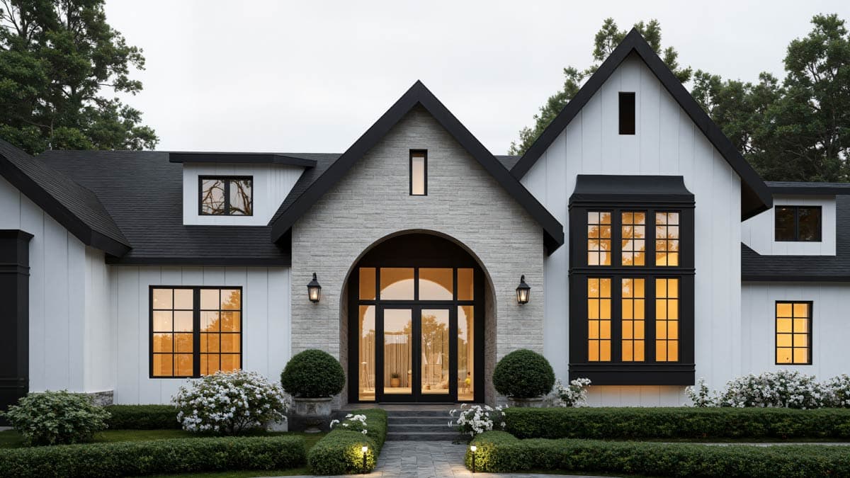 Plan 666316RAF: Modern European Five Bedroom House Plan with Luxurious First Floor Suite - Image #2 - European, Modern, Modern Farmhouse, Transitional