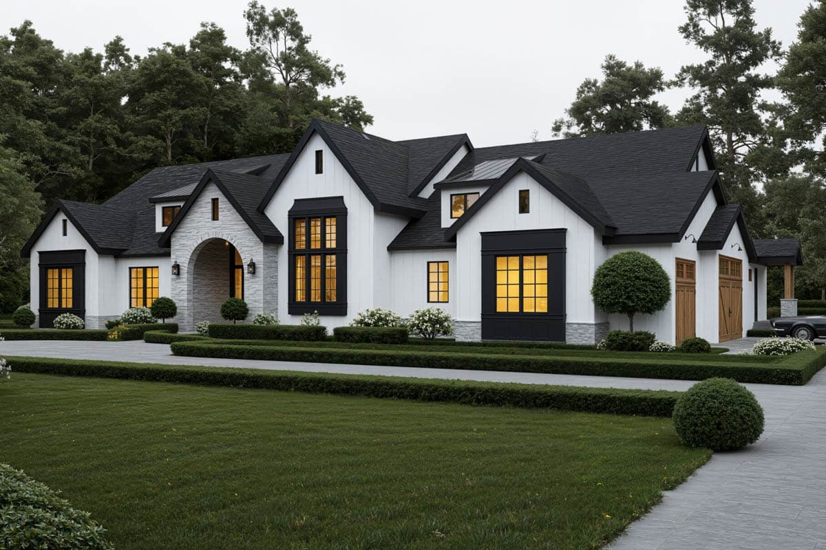 Plan 666316RAF: Modern European Five Bedroom House Plan with Luxurious First Floor Suite - Image #3 - European, Modern, Modern Farmhouse, Transitional