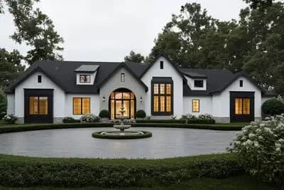 Modern European Five Bedroom House Plan with Luxurious First Floor Suite