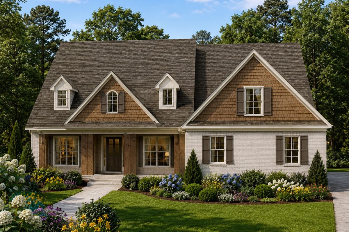 Plan 849160PGE: Craftsman Farmhouse House Plan with Three Bedrooms and Side-Entry Garage - Image #1 - Craftsman, Farmhouse, Traditional