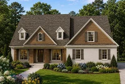 Craftsman Farmhouse House Plan with Three Bedrooms and Side-Entry Garage