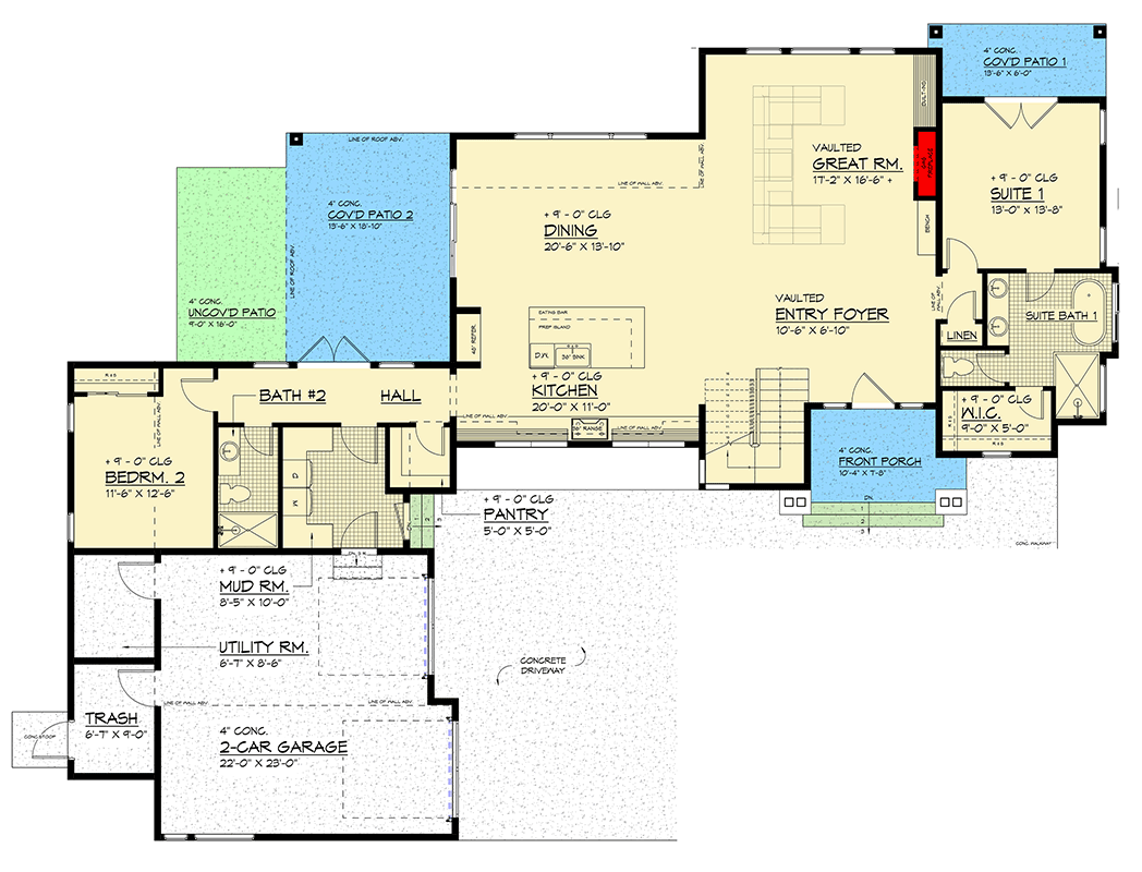 Plan 666317RAF: Contemporary Mountain House Plan with 4 Bedrooms and Two-Story Great Room - Floor Plan - Image #5 - Contemporary, Modern, Mountain, Northwest
