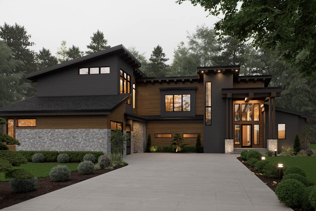 Plan image - 666317RAF:Contemporary Mountain House Plan with 4 Bedrooms and Two-Story Great Room