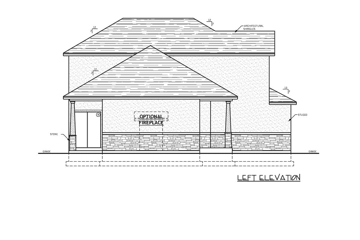 Plan 849163PGE: Traditional Three Bedroom House Plan with Two Car Garage - Image #4 - Craftsman, Traditional