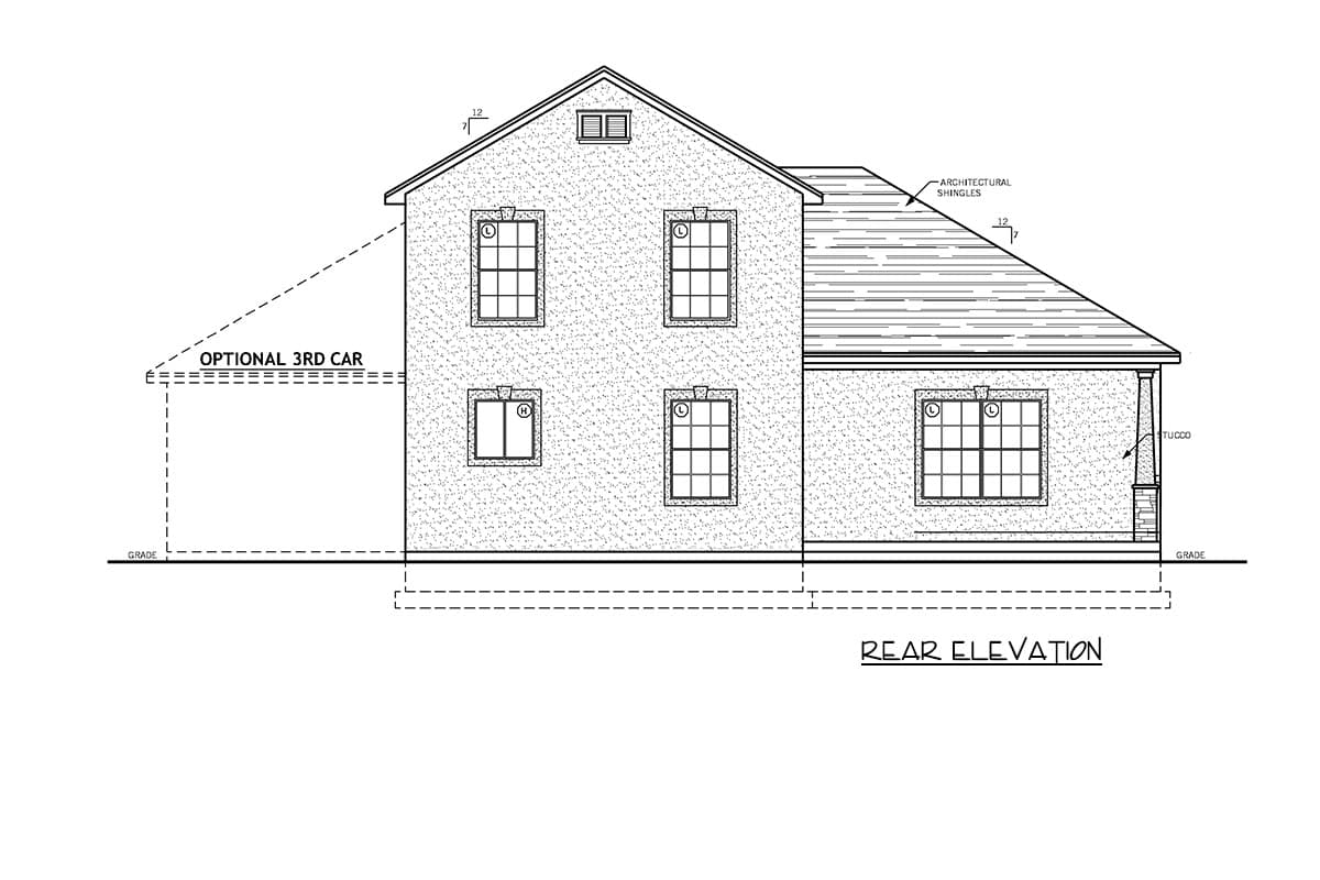 Plan 849163PGE: Traditional Three Bedroom House Plan with Two Car Garage - Image #5 - Craftsman, Traditional