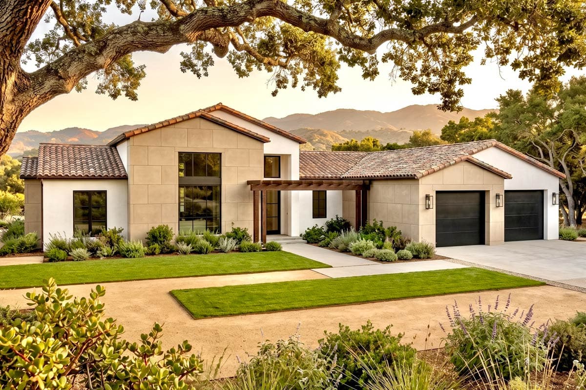Spacious Mediterranean House Plan with Four Bedrooms and Two-Car Garage