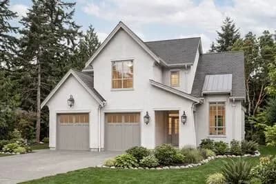 Transitional European Style House Plan with Four Bedrooms and Loft