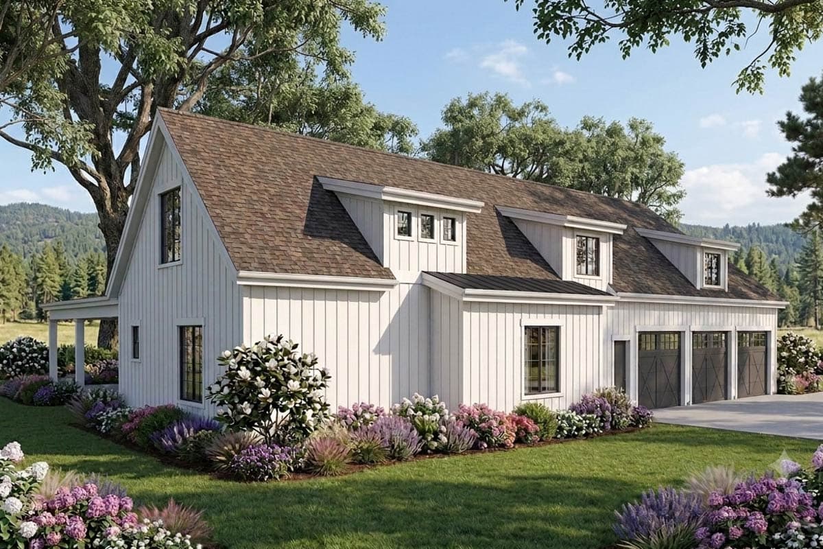 Plan 64577SC: Modern Farmhouse House Plan with 3 Bedrooms and 3-Car Garage - Image #2 - Country, Hill Country, Modern Farmhouse, Ranch, Traditional, Transitional