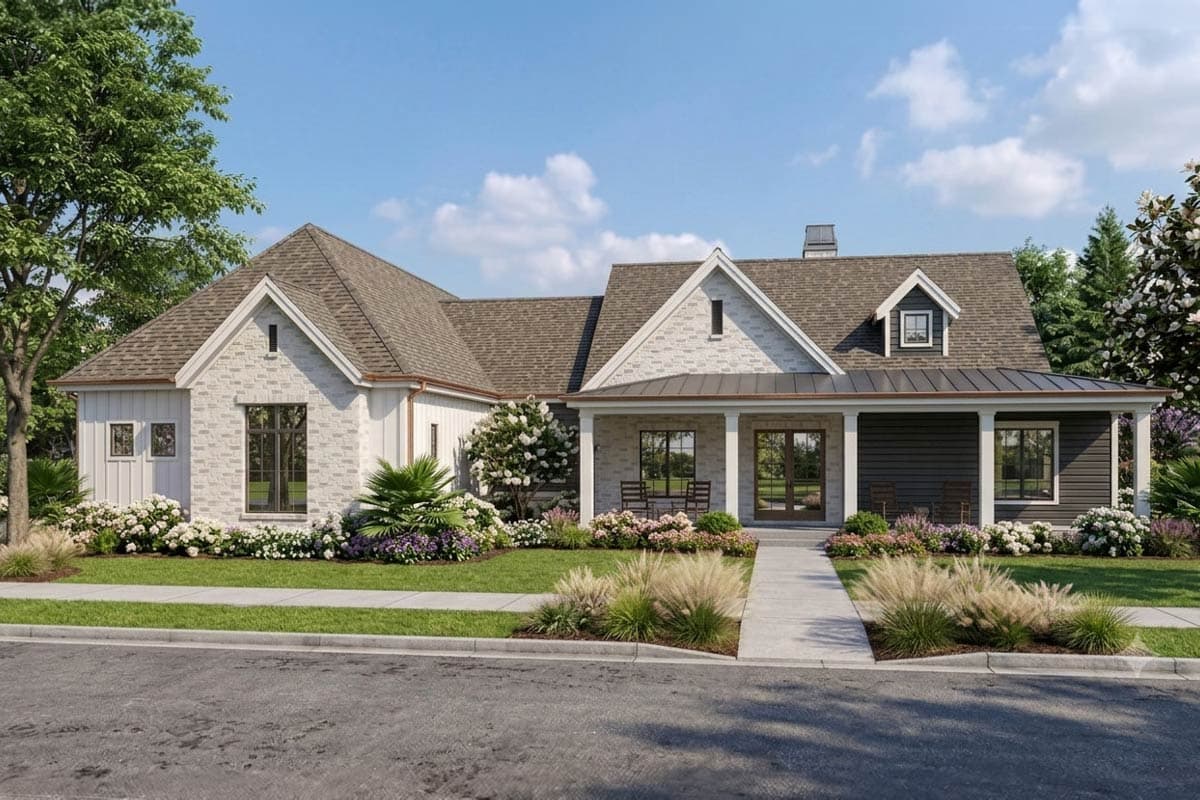 Plan image - 64577SC:Modern Farmhouse House Plan with 3 Bedrooms and 3-Car Garage