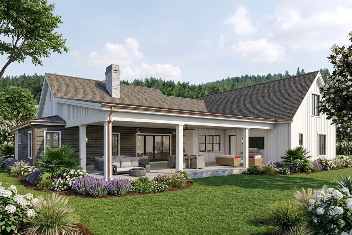 Plan 64577SC: Modern Farmhouse House Plan with 3 Bedrooms and 3-Car Garage - Image #3 - Country, Hill Country, Modern Farmhouse, Ranch, Traditional, Transitional