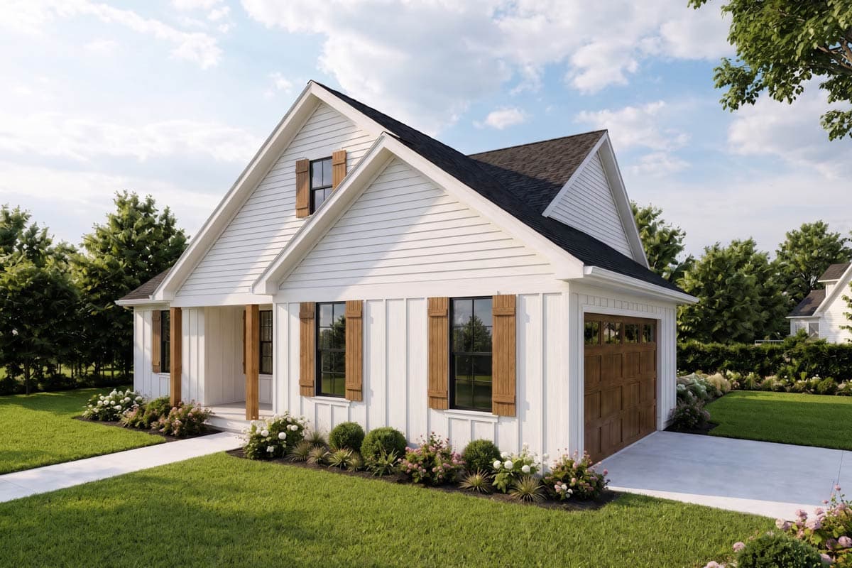 Plan 69926AM: Modern Farmhouse House Plan with Three Bedrooms and Vaulted Ceilings - Image #3 - Modern Farmhouse, Ranch, Traditional