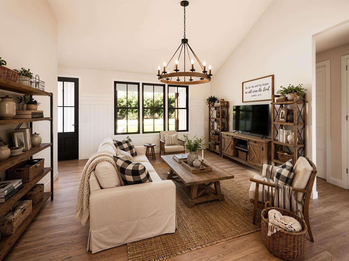 Plan 69926AM: Modern Farmhouse House Plan with Three Bedrooms and Vaulted Ceilings - Image #5 - Modern Farmhouse, Ranch, Traditional