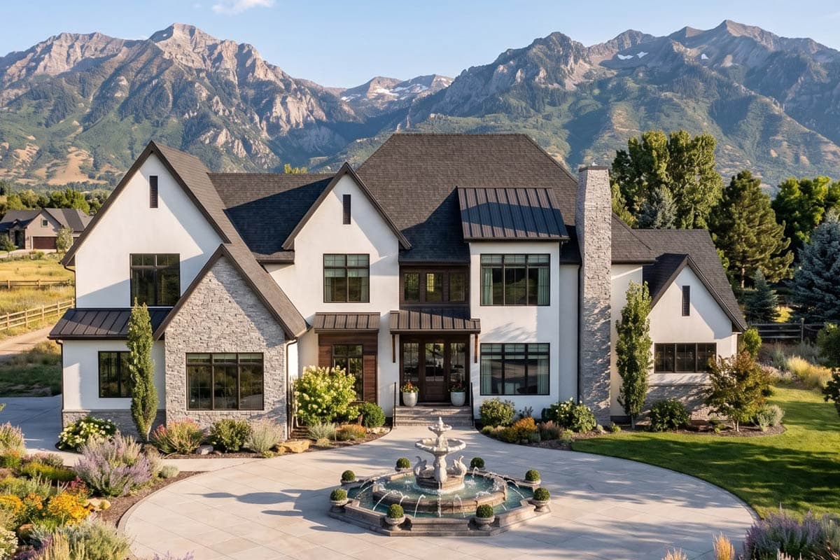  Transitional House Plan with Four Bedrooms and Three Car Garage