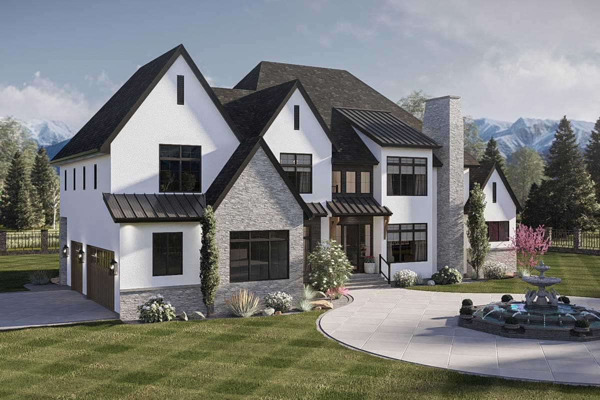 Plan 623668DJ:  Transitional House Plan with Four Bedrooms and Three Car Garage - Image #5 - European, Modern, New American, Transitional