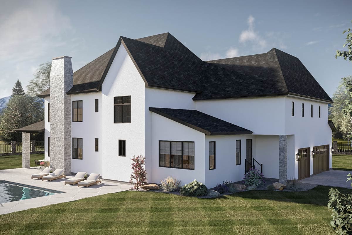 Plan 623668DJ:  Transitional House Plan with Four Bedrooms and Three Car Garage - Image #6 - European, Modern, New American, Transitional