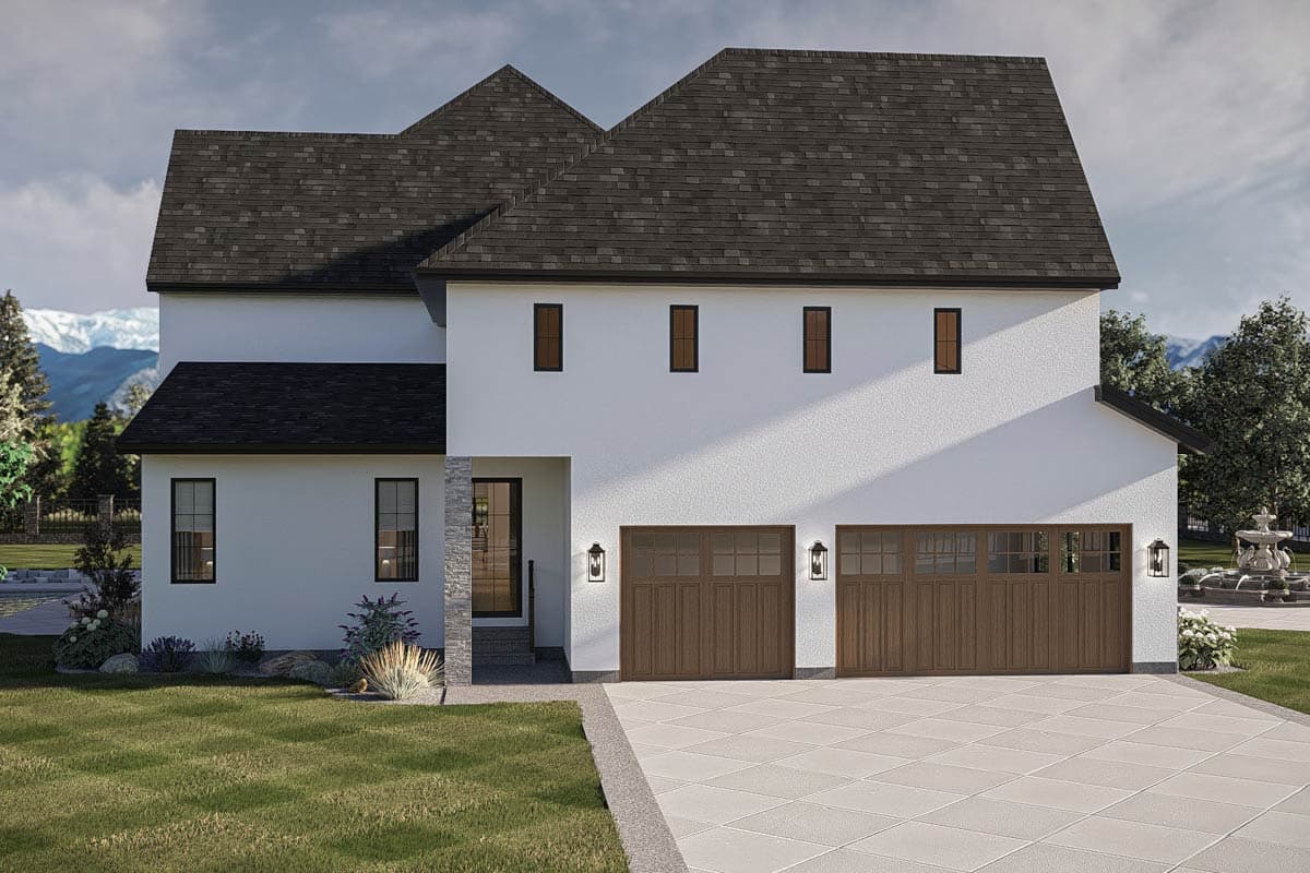 Plan 623668DJ:  Transitional House Plan with Four Bedrooms and Three Car Garage - Image #7 - European, Modern, New American, Transitional