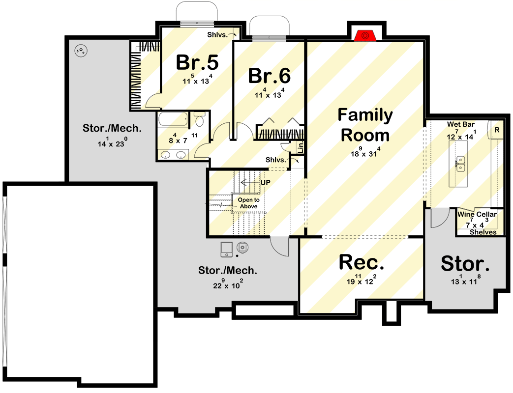 Plan 623668DJ:  Transitional House Plan with Four Bedrooms and Three Car Garage - Floor Plan - Optional Lower Level Layout ($$$ Paid Option) - European, Modern, New American, Transitional