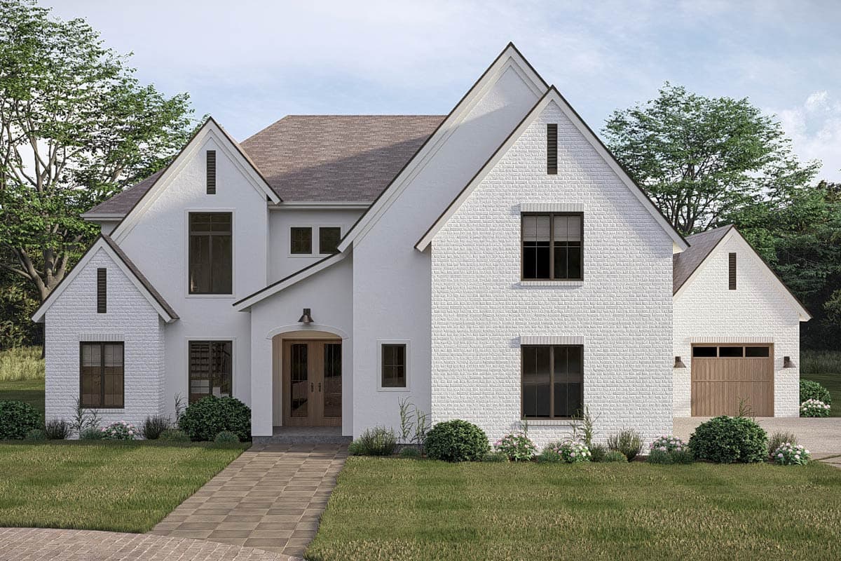 Plan 623669DJ: European Inspired Luxury House Plan with 5 Bedrooms and 3-Car Garage - Image #4 - European, Traditional