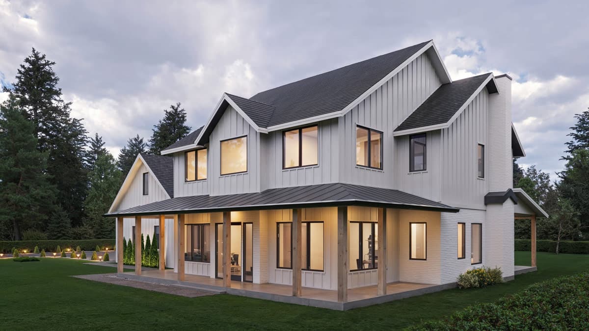 Plan 666322RAF: Contemporary Modern Farmhouse House Plan with 4 Bedrooms and 3-Car Garage - Image #2 - Contemporary, Modern Farmhouse