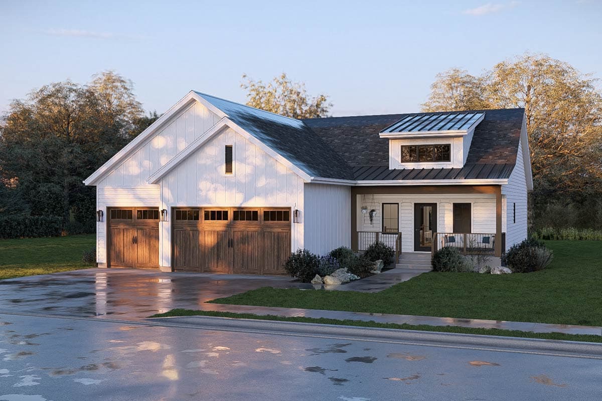 Plan 623670DJ: Modern Farmhouse House Plan with 3 Bedrooms and 3-Car Garage - Image #6 - Modern Farmhouse, New American
