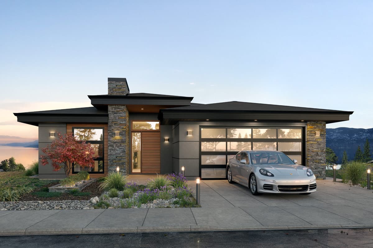 Plan 144121UPR: Contemporary Modern House Plan with 3 Bedrooms and Walkout Lower Level - Image #1 - Contemporary, Craftsman, Modern, Northwest, Transitional