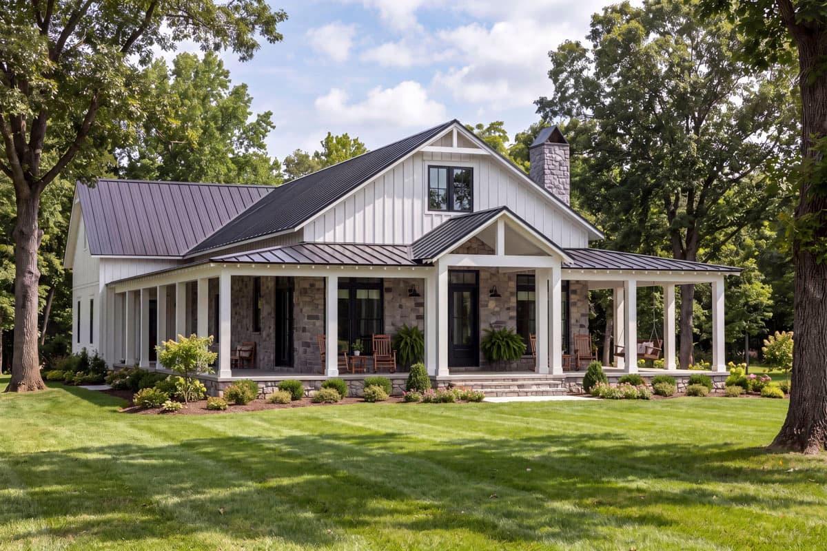 Plan 52059HZ: Charming Barndominium House Plan Featuring Three Bedrooms and Wraparound Porch - Image #2 - Barndominium, Country, Farmhouse, Southern