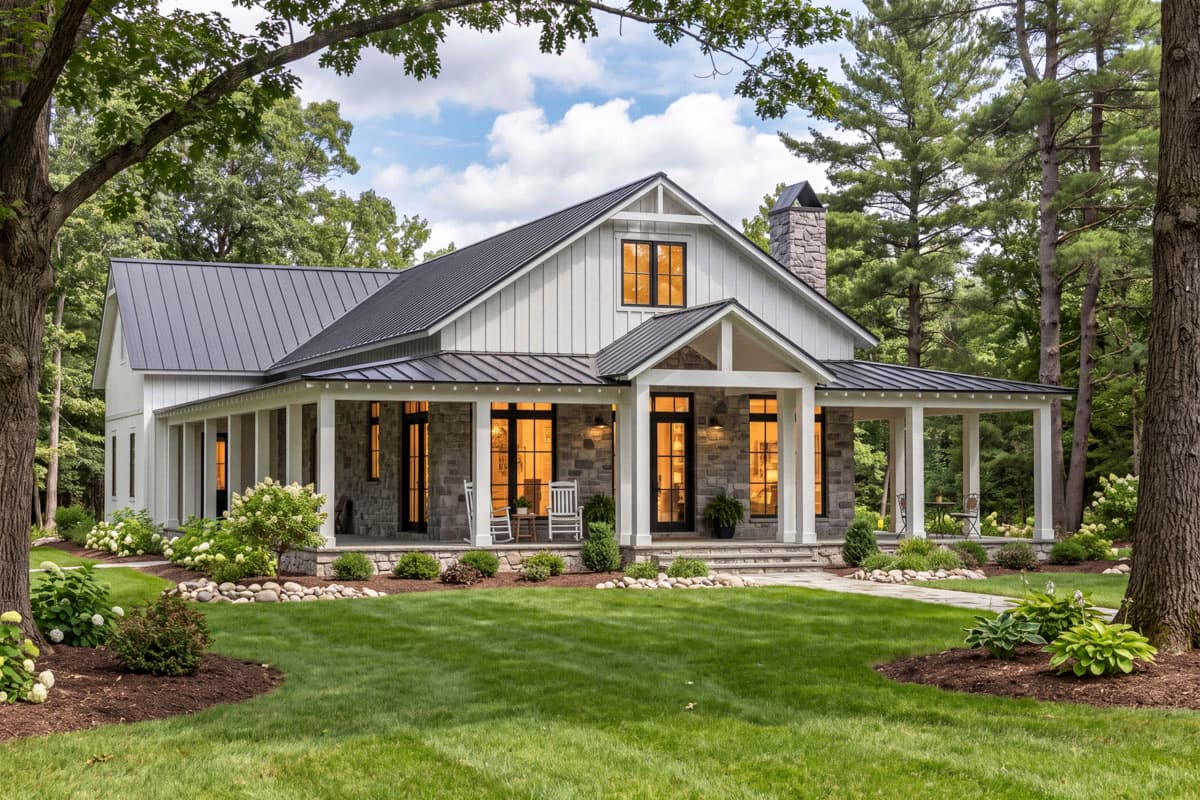 Plan image - 52059HZ:Charming Barndominium House Plan Featuring Three Bedrooms and Wraparound Porch