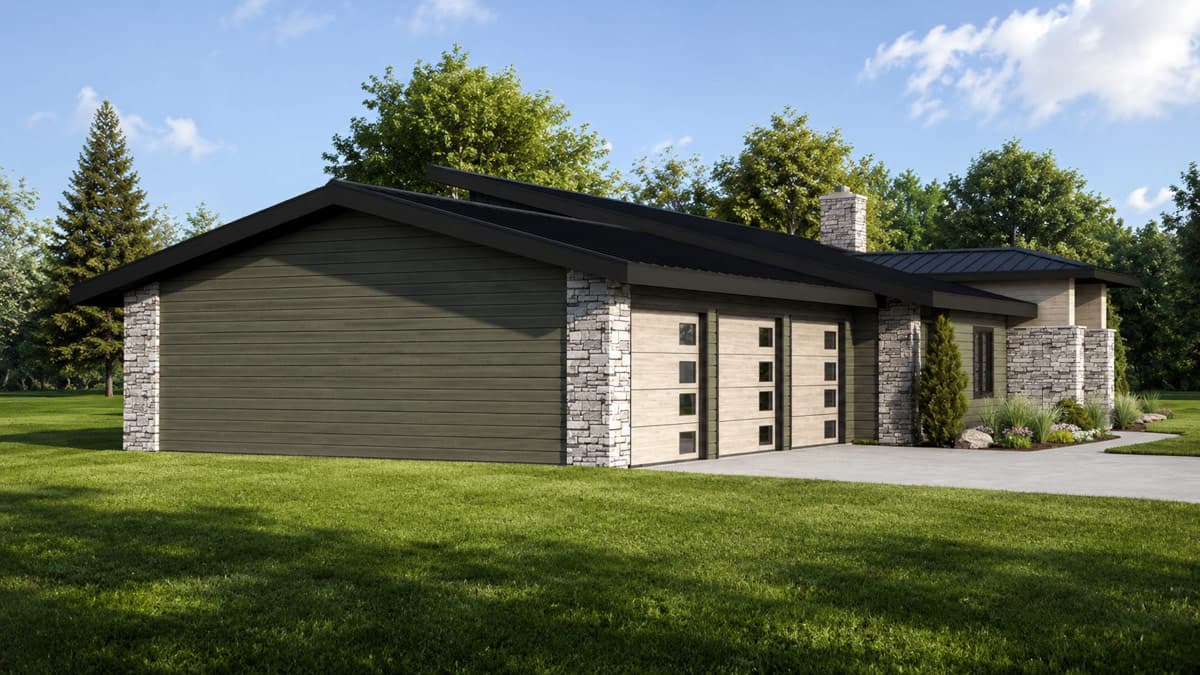 Plan 135470GRA: Contemporary Ranch House Plan with Three Bedrooms and Spacious Garage - Image #5 - Contemporary, Country, Craftsman, Modern, Ranch