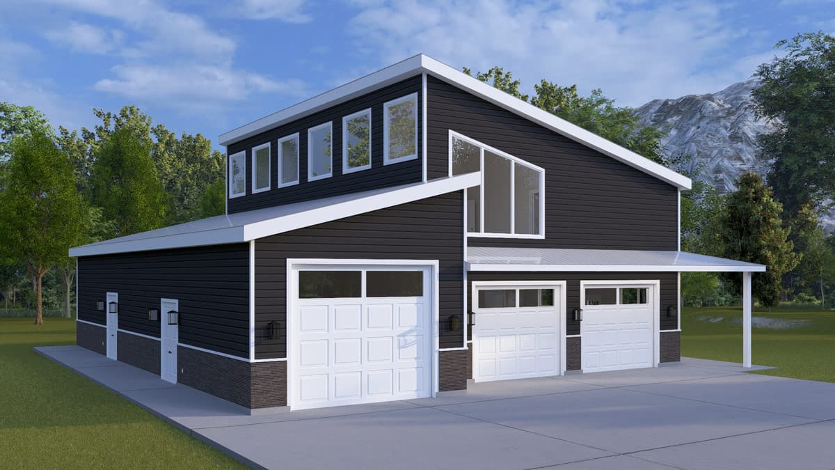 Plan 61770UT: Contemporary Modern Plan with 3 Bedrooms and Expansive Garage Space - Image #7 - Carriage, Contemporary, Modern