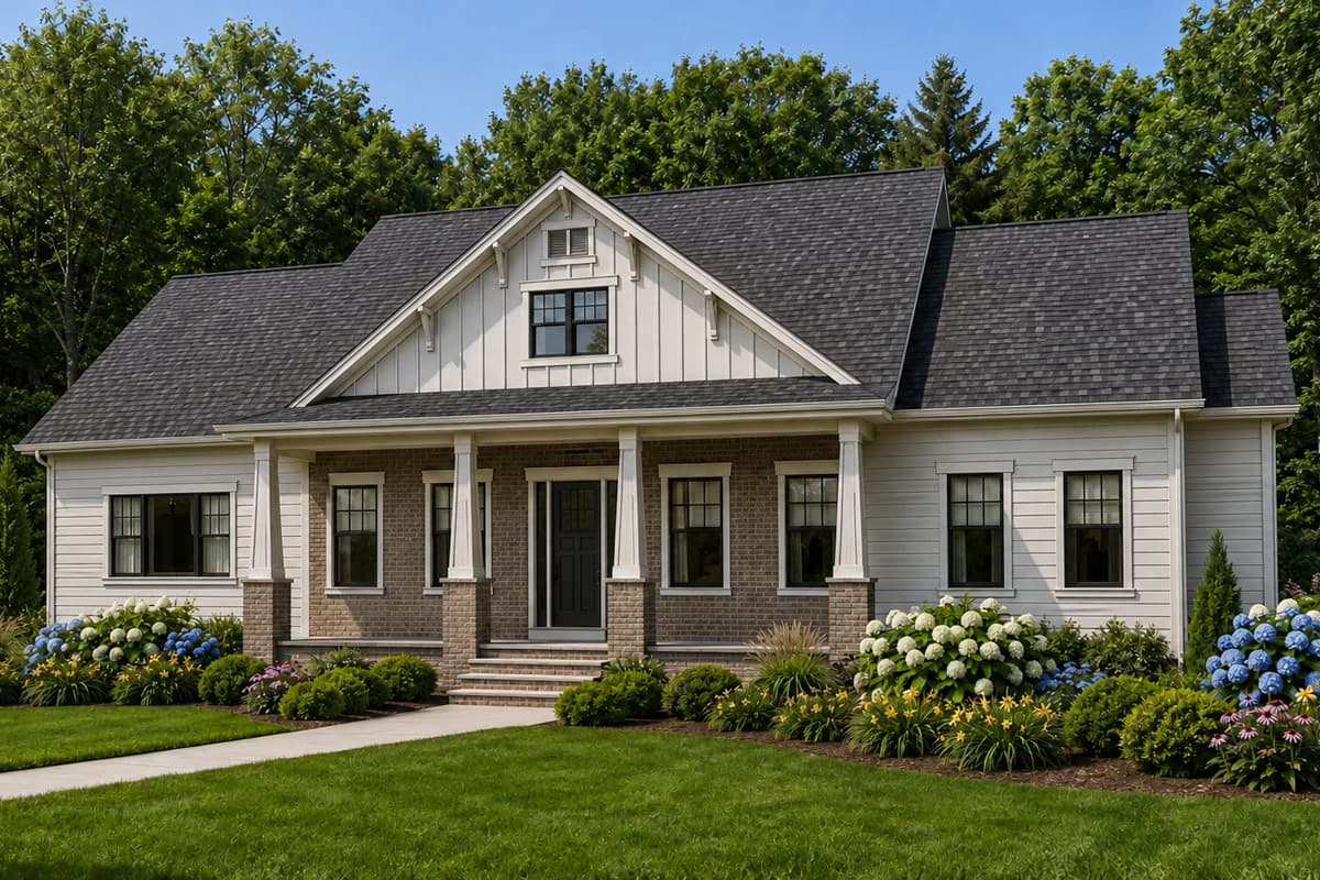 Plan image - 849172PGE:Three Bedroom Farmhouse House Plan with Rear Entry Garage
