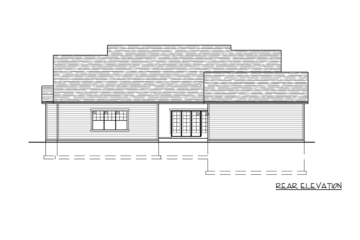 Plan 849172PGE: Three Bedroom Farmhouse House Plan with Rear Entry Garage - Image #4 - Country, Farmhouse, New American, Traditional