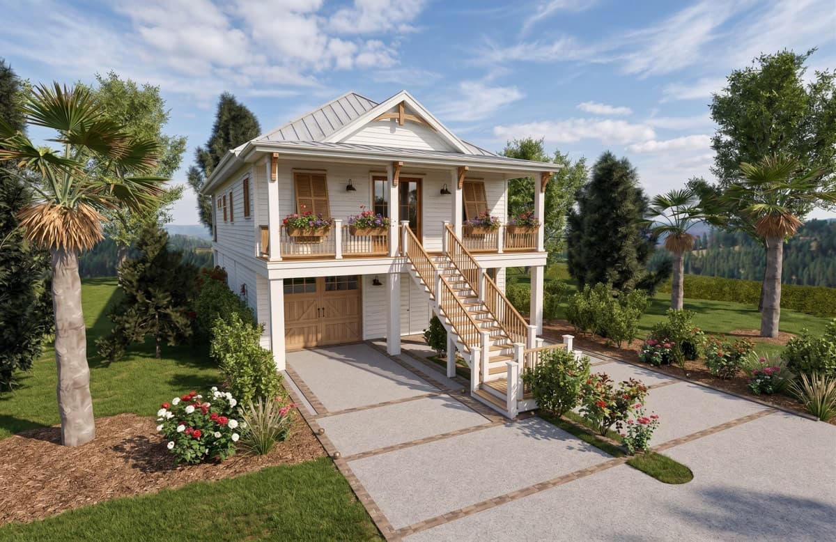 Plan 765063TWN: Coastal Cottage House Plan with Three Bedrooms and Drive Under Garage - Image #3 - Beach, Coastal, Cottage, Low Country, Southern, Vacation