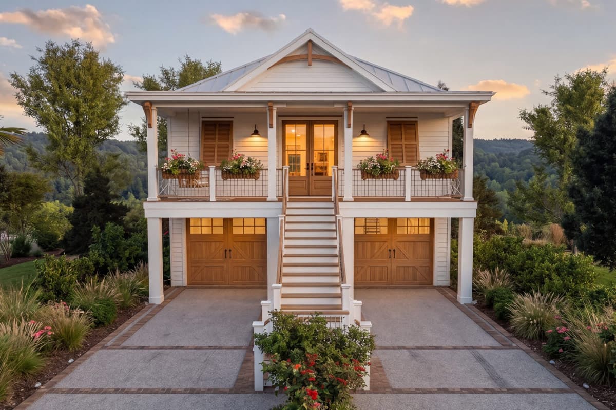 Plan image - 765063TWN:Coastal Cottage House Plan with Three Bedrooms and Drive Under Garage