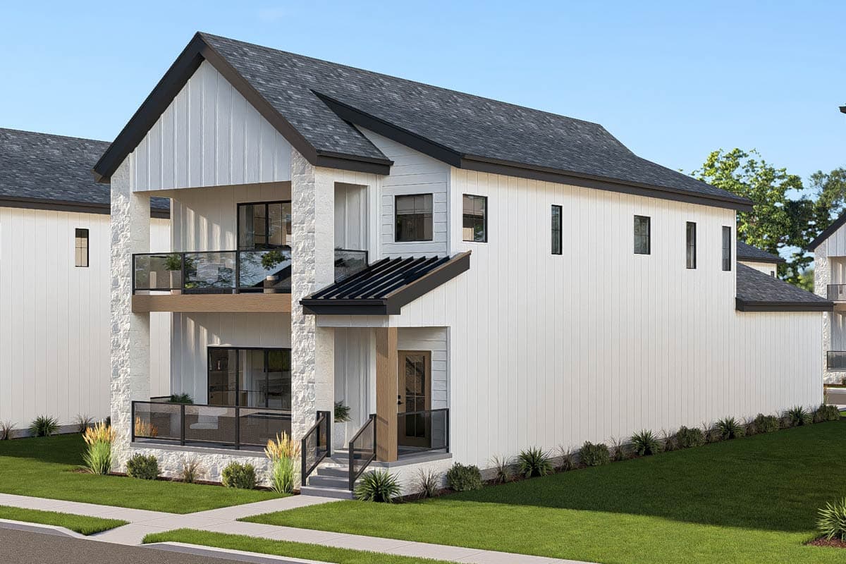 Plan 623671DJ: Modern Farmhouse House Plan with Three Bedrooms and Rear Entry Garage - Image #5 - Farmhouse, Modern, New American