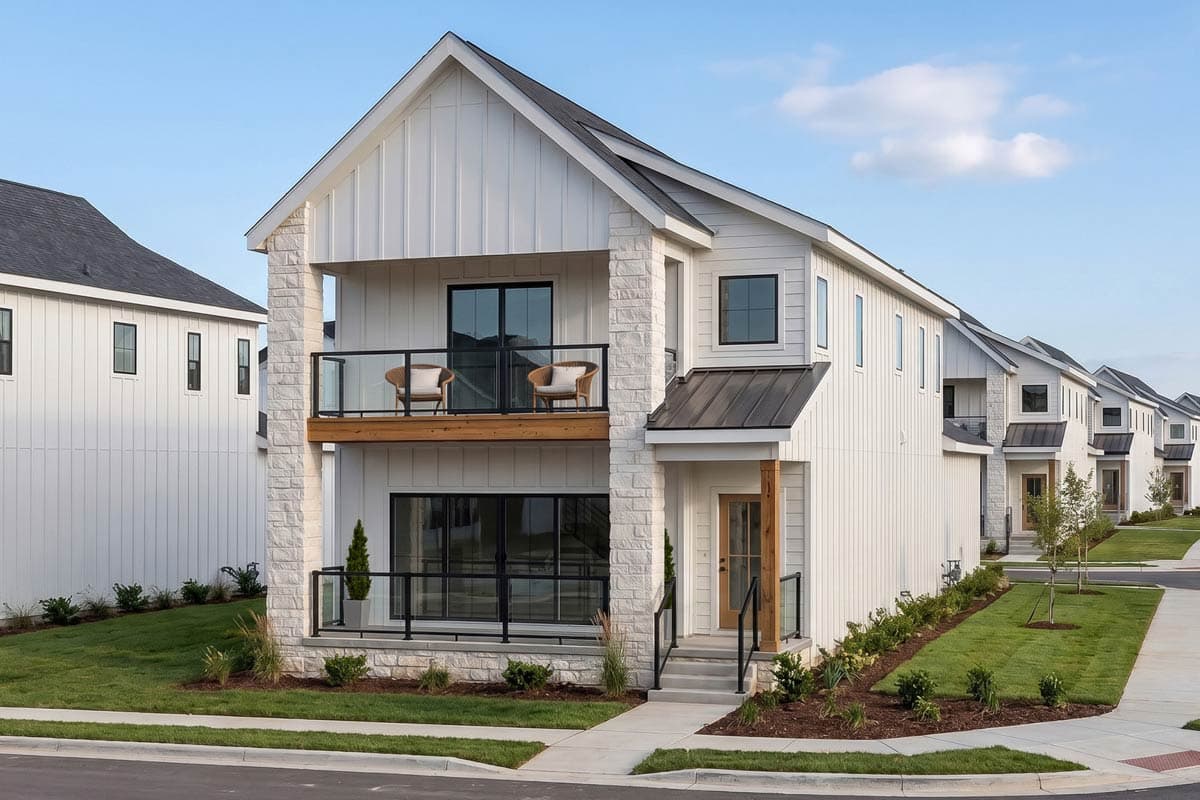Modern Farmhouse House Plan with Three Bedrooms and Rear Entry Garage