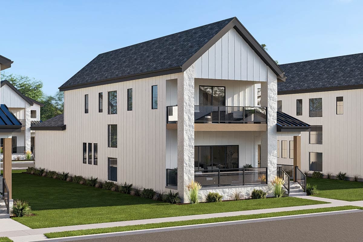 Plan 623671DJ: Modern Farmhouse House Plan with Three Bedrooms and Rear Entry Garage - Image #4 - Farmhouse, Modern, New American