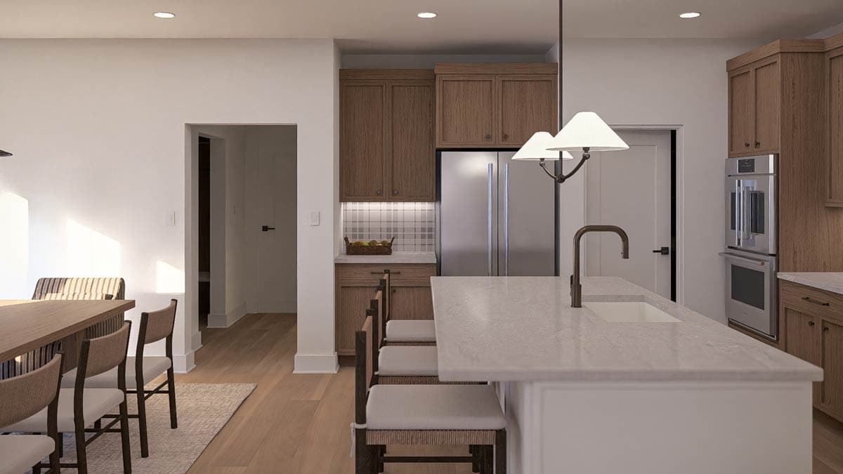 Plan 623671DJ: Modern Farmhouse House Plan with Three Bedrooms and Rear Entry Garage - Image #11 - Farmhouse, Modern, New American