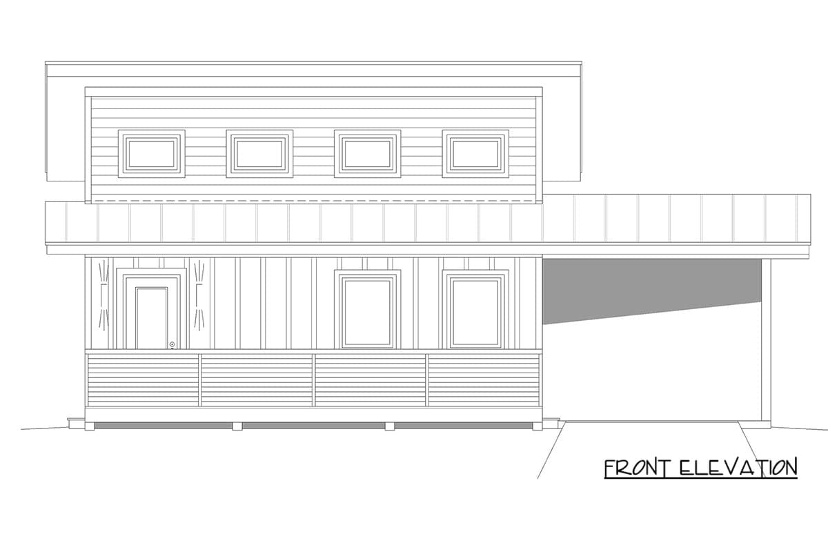 Plan 680697VR: Modern One Bedroom House Plan with Carport and Loft Space - Image #3 - Contemporary, Modern, Mountain, Vacation