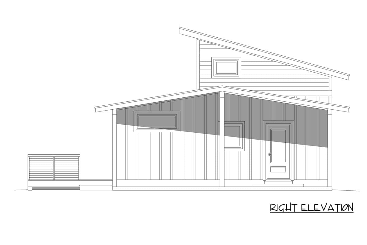 Plan 680697VR: Modern One Bedroom House Plan with Carport and Loft Space - Image #6 - Contemporary, Modern, Mountain, Vacation