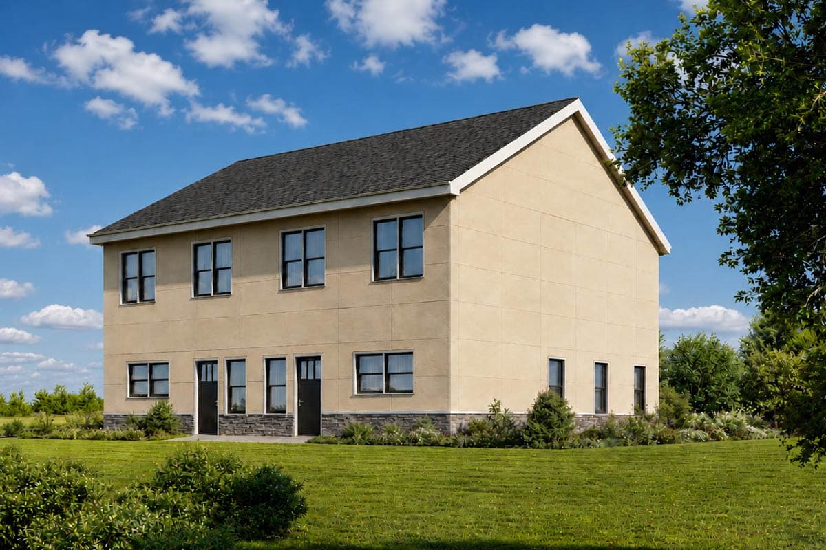 Plan 850055PKE: Traditional Multi-Family Duplex House Plan with Three Bedrooms - Image #3 - Traditional