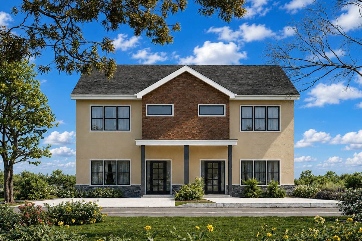 Plan 850055PKE: Traditional Multi-Family Duplex House Plan with Three Bedrooms - Image #1 - Traditional