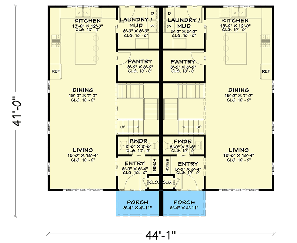 Plan 850055PKE: Traditional Multi-Family Duplex House Plan with Three Bedrooms - Floor Plan - Image #8 - Traditional