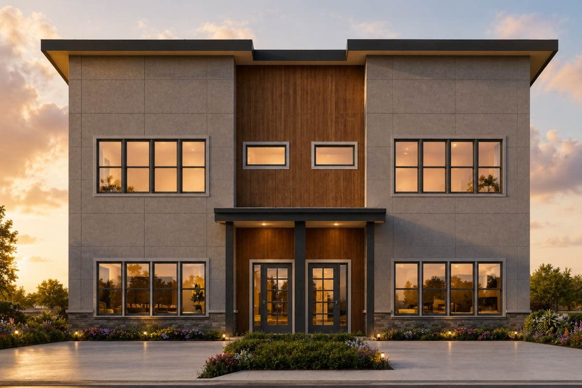 Plan image - 850056PKE:Contemporary Duplex House Plan with Three Bedrooms and Smart Layout