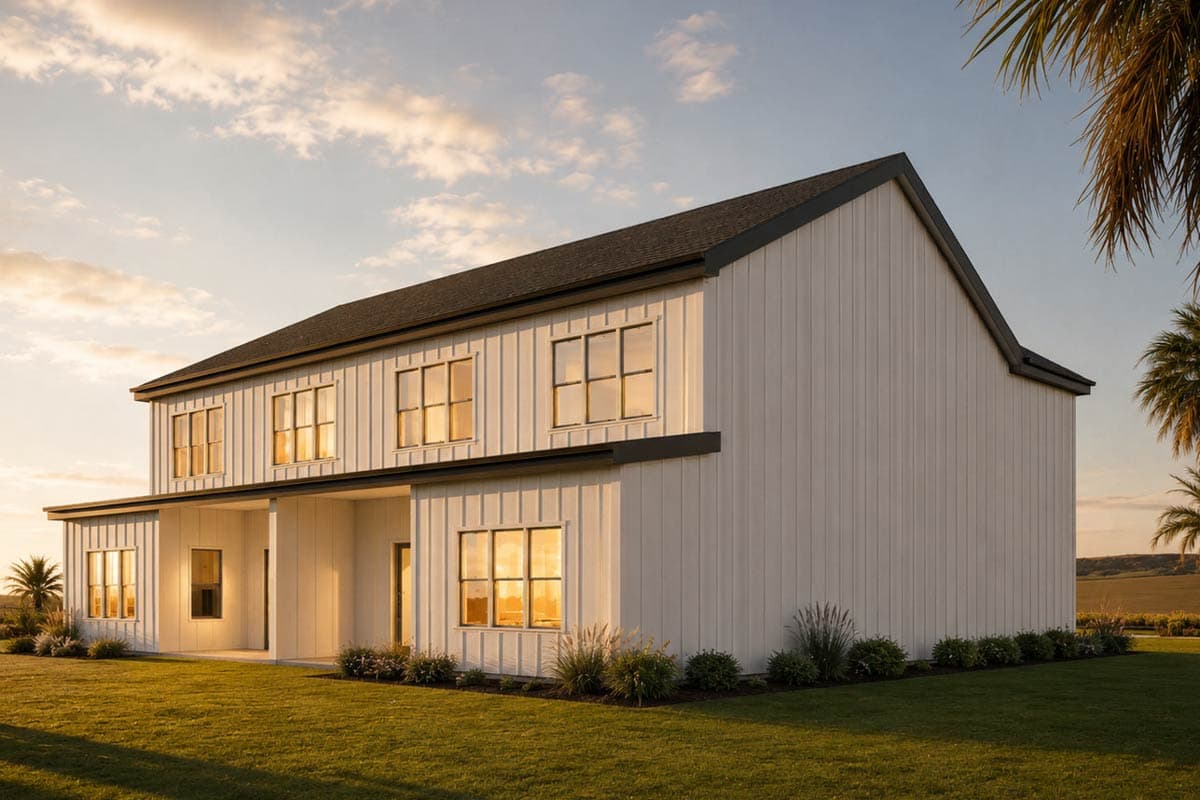Plan 850057PKE: Modern Farmhouse Duplex House Plan with Three Bedrooms Per Unit - Image #2 - Country, Farmhouse, Traditional