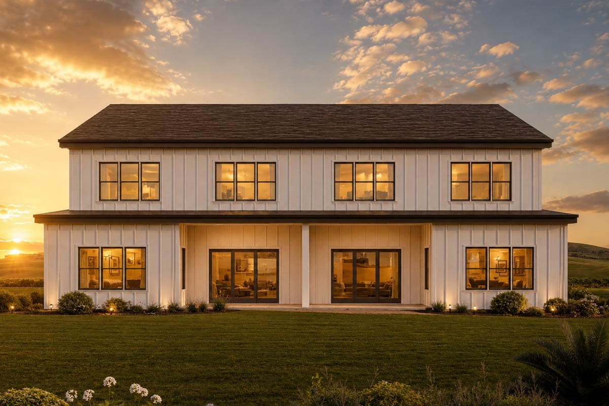 Plan 850057PKE: Modern Farmhouse Duplex House Plan with Three Bedrooms Per Unit - Image #3 - Country, Farmhouse, Traditional