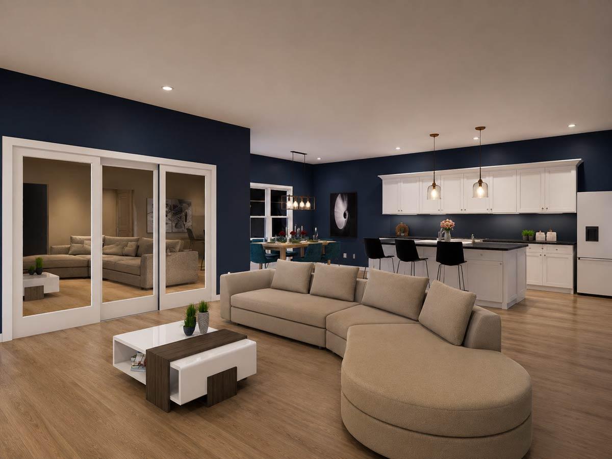 Plan 850057PKE: Modern Farmhouse Duplex House Plan with Three Bedrooms Per Unit - Image #4 - Country, Farmhouse, Traditional